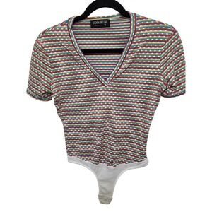 Cosabella Women's Striped V-Neck 90s Bodysuit M-M Made In Italy